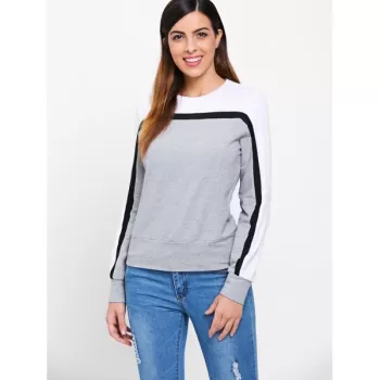 Contrast Color Sweatshirt - Gray