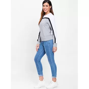 Contrast Color Sweatshirt - Gray