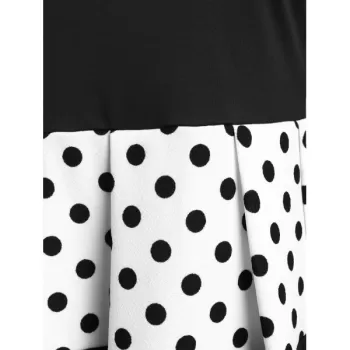 Contrast Polka Dot Back Cut Out Dress - Black