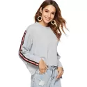 Contrast Trim Cropped Sweatshirt - Gray Goose