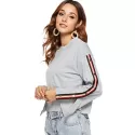 Contrast Trim Cropped Sweatshirt - Gray Goose