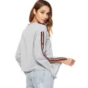 Contrast Trim Cropped Sweatshirt - Gray Goose