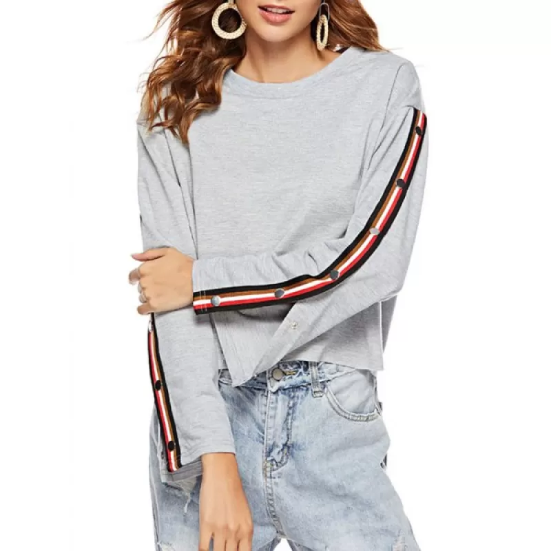 Contrast Trim Cropped Sweatshirt - Gray Goose