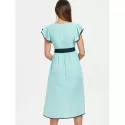Cowl Neck High Waist Chiffon Tulip Dress - Blue Green