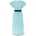 Cowl Neck High Waist Chiffon Tulip Dress - Blue Green