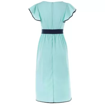 Cowl Neck High Waist Chiffon Tulip Dress - Blue Green