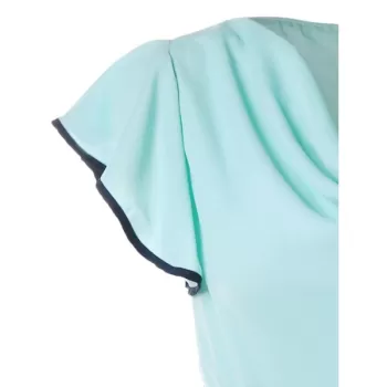 Cowl Neck High Waist Chiffon Tulip Dress - Blue Green