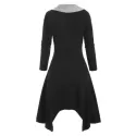 Cowl Neck ock Button Knitted idi Dress - Black