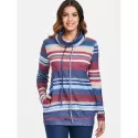 Cowl Neck triped Pullover weatshirt - Blue