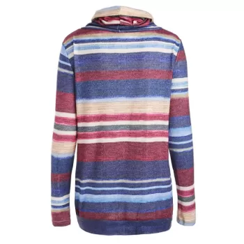 Cowl Neck triped Pullover weatshirt - Blue