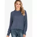 Crew Neck Chunky Raglan Sleeve Sweater - Blue One