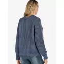 Crew Neck Chunky Raglan Sleeve Sweater - Blue One