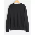 Crew Neck Graphic Sorry Sweatshirt - Black