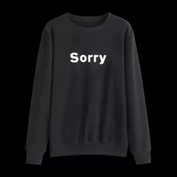Crew Neck Graphic Sorry Sweatshirt - Black