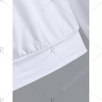 Crew Neck Pompom Sweatshirt - Red With White