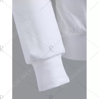 Crew Neck Pompom Sweatshirt - Red With White