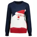 Crew Neck Santa Claus Christmas Sweater - Blue One