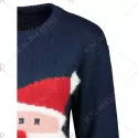 Crew Neck Santa Claus Christmas Sweater - Blue One