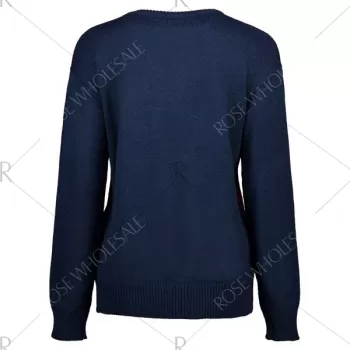 Crew Neck Santa Claus Christmas Sweater - Blue One