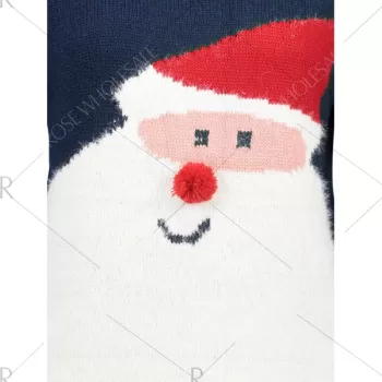 Crew Neck Santa Claus Christmas Sweater - Blue One