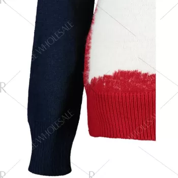 Crew Neck Santa Claus Christmas Sweater - Blue One