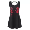 Criss Cross Halloween Print Tank Top - Black
