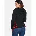 Criss Cross Zip Up Hoodie - Black