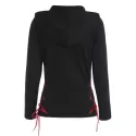 Criss Cross Zip Up Hoodie - Black