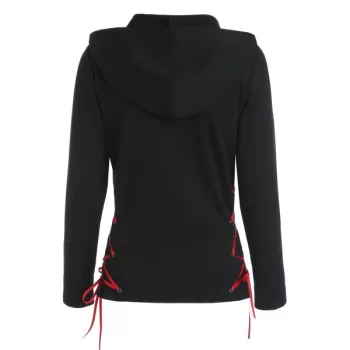 Criss Cross Zip Up Hoodie - Black