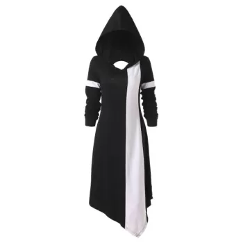 Cut Out Contrast Hoodie Dress - Black