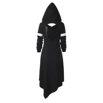 Cut Out Contrast Hoodie Dress - Black