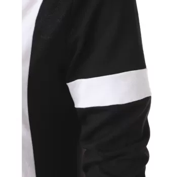 Cut Out Contrast Hoodie Dress - Black