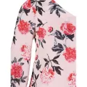 Cut Out Floral Print Blouse - Light Pink