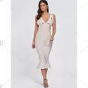 Cut Out Maxi Mermaid Bandage Dress - ight Beige