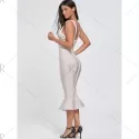 Cut Out Maxi Mermaid Bandage Dress - ight Beige