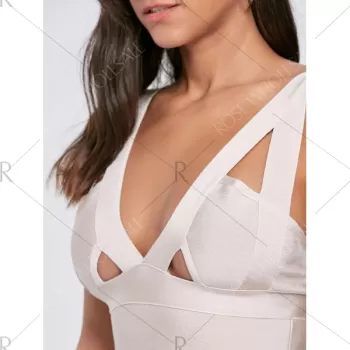 Cut Out Maxi Mermaid Bandage Dress - ight Beige