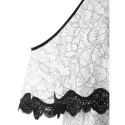 Cut Out Shoulder Jewel Neck Floral Dress - White