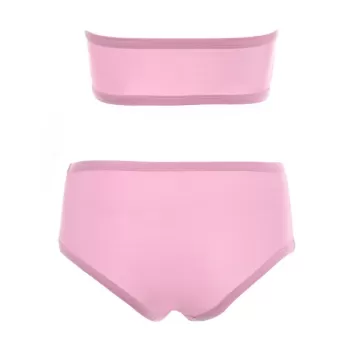 Cut Out Strapless Bathing Suit Bikini Set - Shallow Pink