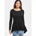 Cut Out Stud Embellished High Low T-shirt - Black