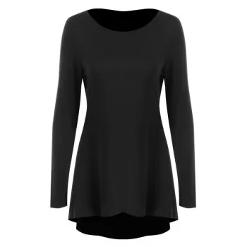 Cut Out Stud Embellished High Low T-shirt - Black