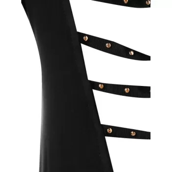 Cut Out Stud Embellished High Low T-shirt - Black