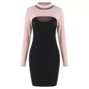 Cut Out Two Piece Knitted Dresses - Black
