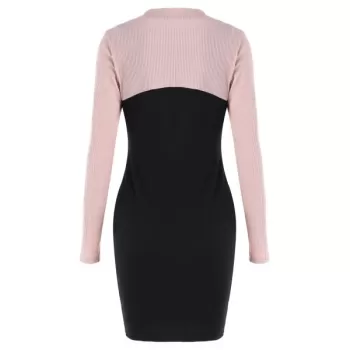 Cut Out Two Piece Knitted Dresses - Black