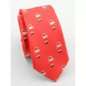 Cute Santa Claus Print Neck Tie - Ruby