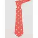 Cute Santa Claus Print Neck Tie - Ruby
