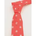 Cute Santa Claus Print Neck Tie - Ruby