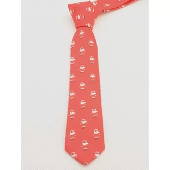 Cute Santa Claus Print Neck Tie - Ruby