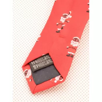 Cute Santa Claus Print Neck Tie - Ruby