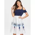 Dancing Girl Print A ine Dress - White