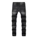 Dark Wash Ripped Decoration Jeans - Black